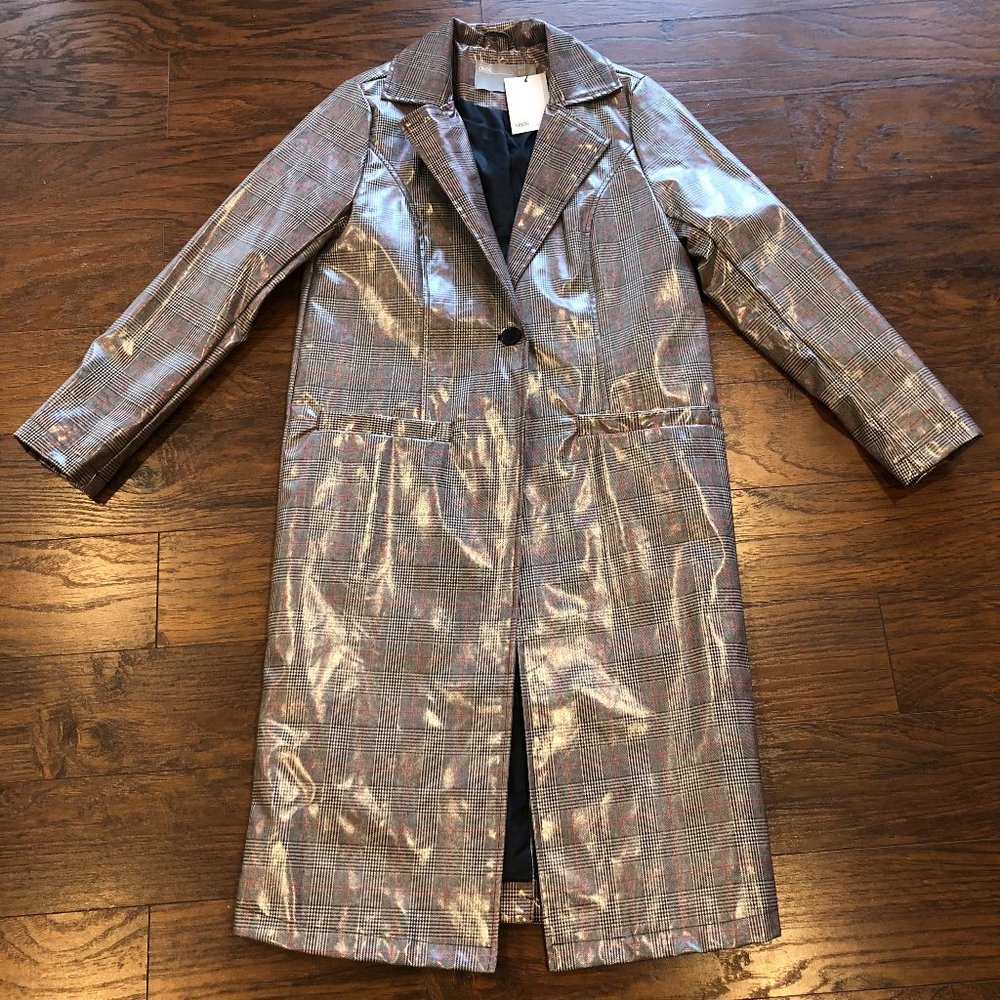 ASOS Houndstooth Vinyl Trench Coat